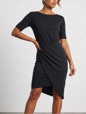 ANDREE BY UNIT Black Asymmetrical Wrap Dress